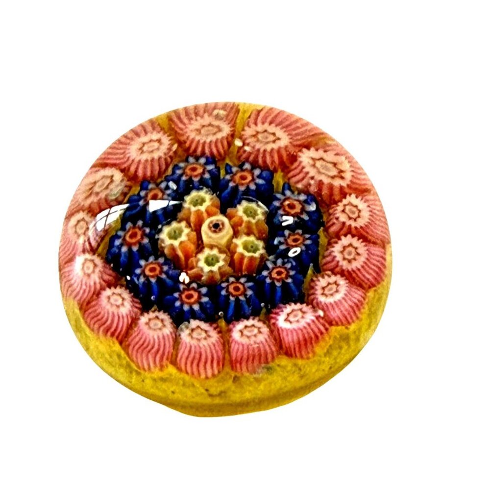 Vintage Small Millefiori Art Glass Paperweight Beautiful